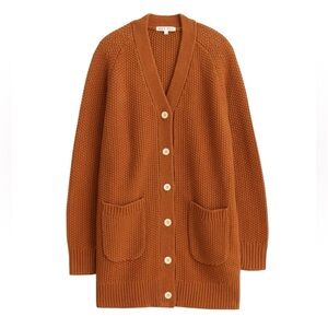 Alex Mill Romy Cardigan Sweater S Amber Longline Waffle Knit Layering Cotton